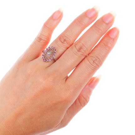 sz6 vintage Art Deco 14k white gold, Diamond, rubies cocktail ring