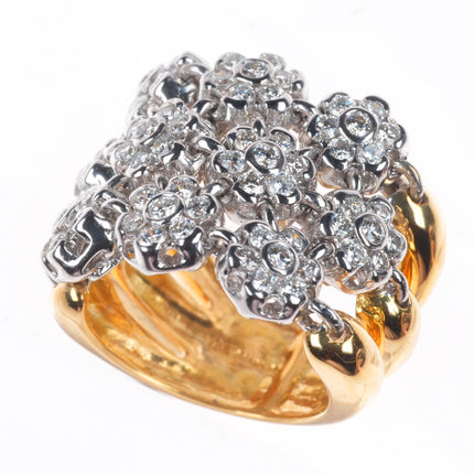 sz5.25 Sonia B Bitton 18k yellow-white gold-Diamond florettes articulating ring