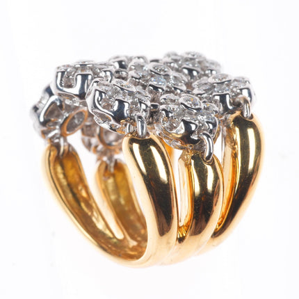 sz5.25 Sonia B Bitton 18k yellow-white gold-Diamond florettes articulating ring