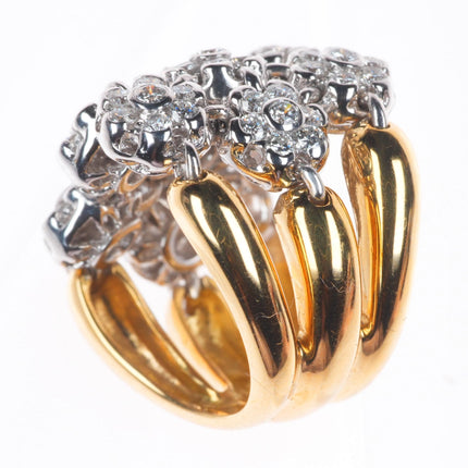 sz5.25 Sonia B Bitton 18k yellow-white gold-Diamond florettes articulating ring