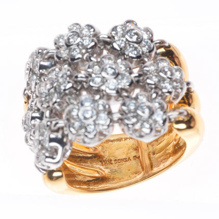 sz5.25 Sonia B Bitton 18k yellow-white gold-Diamond florettes articulating ring