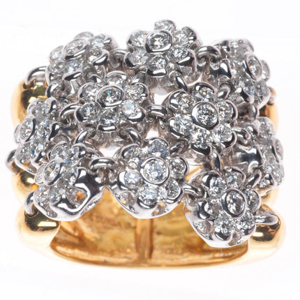 sz5.25 Sonia B Bitton 18k yellow-white gold-Diamond florettes articulating ring