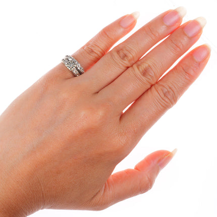 sz5 14k white gold vintage diamond engagement ring set