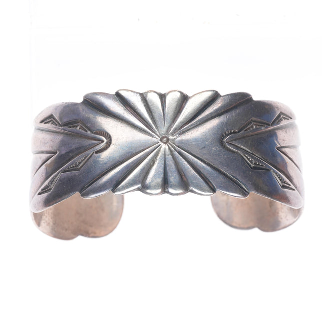 6.6" 40's-50's Navajo Chiseled/stamped sterling silver cuff bracelet