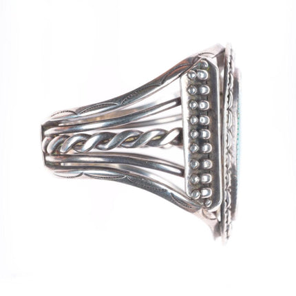 6.2" c1950's Gem Silica Navajo sterling silver twisted wire cuff bracelet