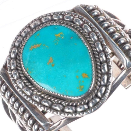 6.2" c1950's Gem Silica Navajo sterling silver twisted wire cuff bracelet
