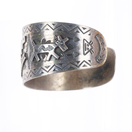 6.3" c1940's Fred Harvey Era large sterling silver thunderbird cuff bracelet