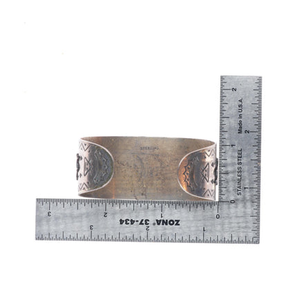 6.2" Orville Tsinnie Navajo sterling silver cuff bracelet with nice turquoise