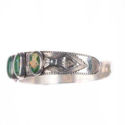 6.5" 30's-40's Navajo Cerrillos turquoise row cuff bracelet sterling silver
