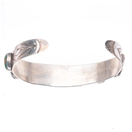 6.5" 30's-40's Navajo Cerrillos turquoise row cuff bracelet sterling silver