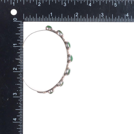 6.5" 30's-40's Navajo Cerrillos turquoise row cuff bracelet sterling silver