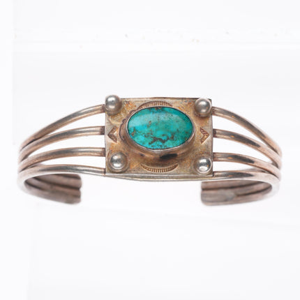 6.2" Orville Tsinnie Navajo sterling silver cuff bracelet with nice turquoise