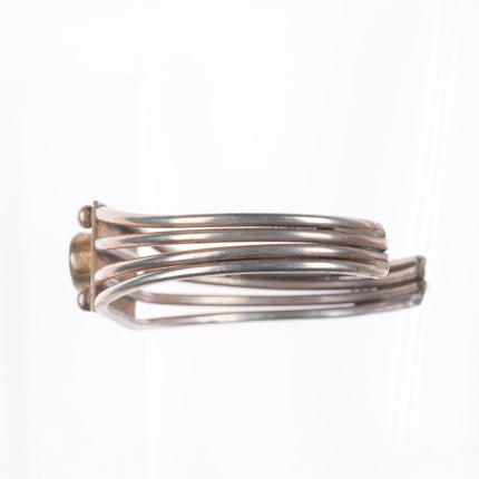 6.25" c1940's Navajo sterling silver turquoise pulled wire cuff bracelet