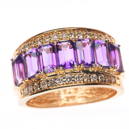 sz5 14k yellow gold Diamond and Amethyst ring by Dita