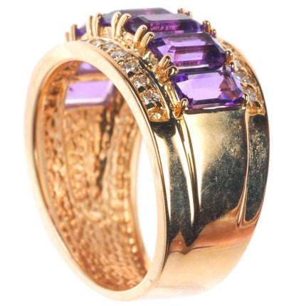 sz5 14k yellow gold Diamond and Amethyst ring by Dita