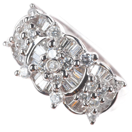 sz5.25 14k white gold 1.5cttw Diamond cluster cocktail ring