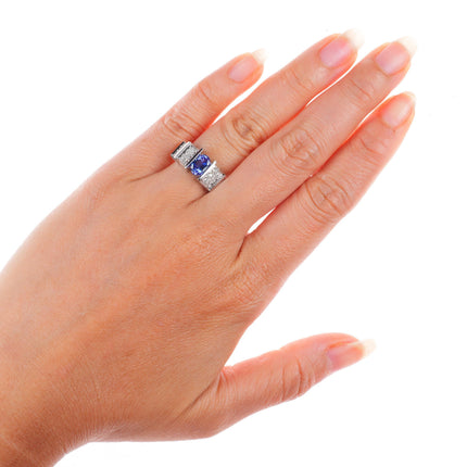 sz5.25 18k rose and white gold Tanzanite ring with pave set diamonds