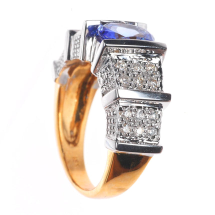sz5.25 18k rose and white gold Tanzanite ring with pave set diamonds