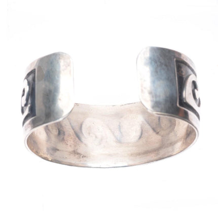 6.5" Vintage Navajo sterling silver water/wave overlay style cuff bracelet