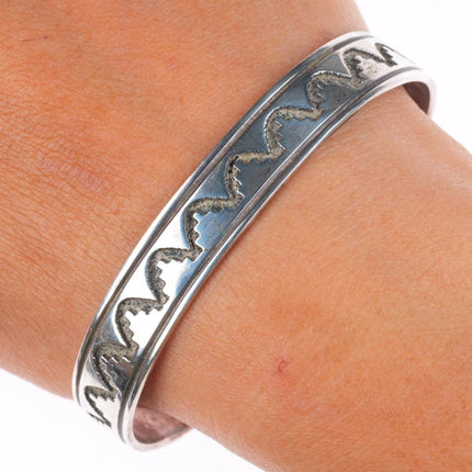 6.75" Tommy Singer Navajo sterling silver slim stacker cuff bracelet