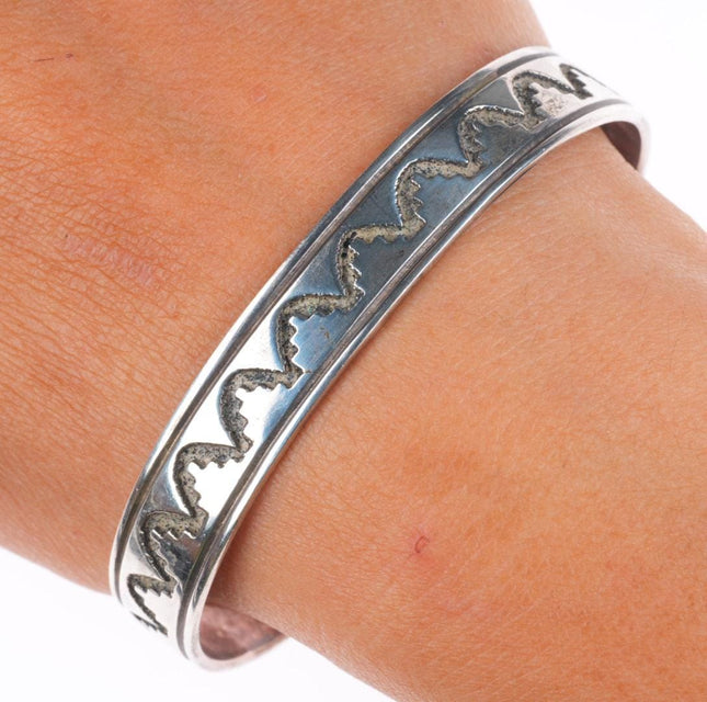 6.75" Tommy Singer Navajo sterling silver slim stacker cuff bracelet