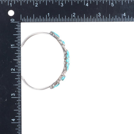 6.25" Vintage Zuni sterling silver turquoise cluster slim cuff bracelet