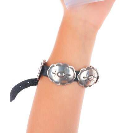 6-8" Adjustable Rocking Horse Ranch Navajo sterling silver conchos link bracelet
