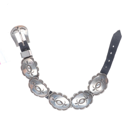 6-8" Adjustable Rocking Horse Ranch Navajo sterling silver conchos link bracelet