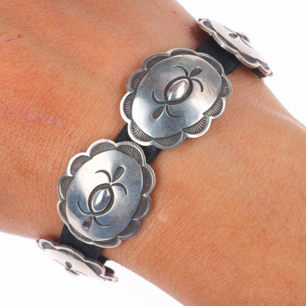 6-8" Adjustable Rocking Horse Ranch Navajo sterling silver conchos link bracelet