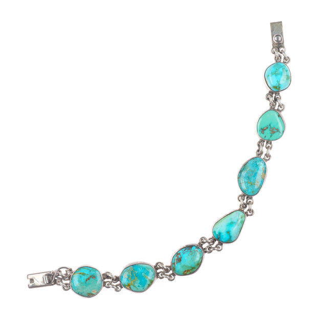 7" Federico Jimenez chunky sterling silver southwestern turquoise link bracelet