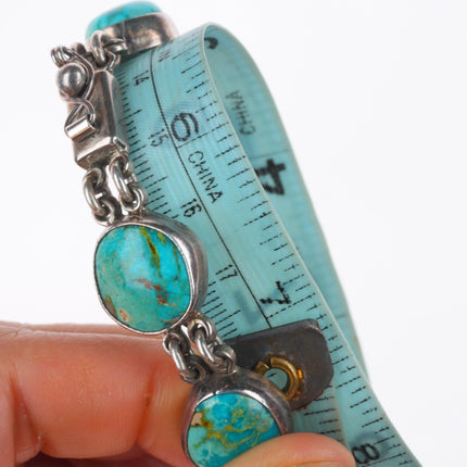 7" Federico Jimenez chunky sterling silver southwestern turquoise link bracelet