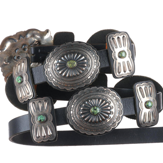 Big Two Dogs-Lawrence Delgarito Navajo sterling silver turquoise concho belt