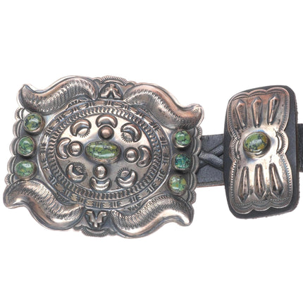 Big Two Dogs-Lawrence Delgarito Navajo sterling silver turquoise concho belt