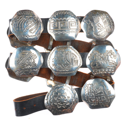 Della & Francis James Navajo sterling silver concho belt in the overlay style