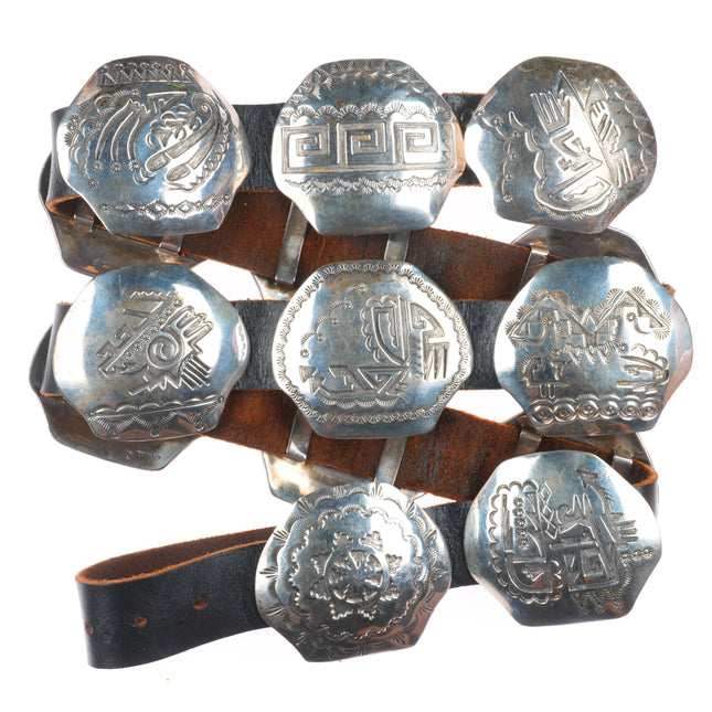 Della & Francis James Navajo sterling silver concho belt in the overlay style