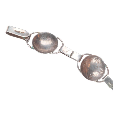 33" c1940 Navajo sterling silver button stamped concho belt snake eye turquoise