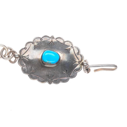 43" Vintage Native American sterling silver turquoise link concho belt