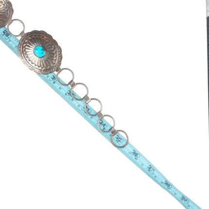 35" Vintage Southwestern/Native sterling silver turquoise link concho belt