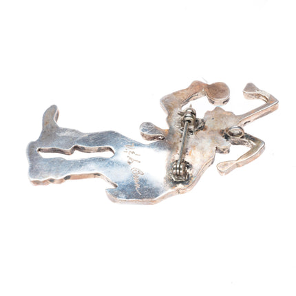 Virgil Shirley Benn-Zuni Tewa Koshare Clown Sterling Pendant pin/brooch