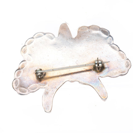 c1940's Navajo sterling silver Blue Gem turquoise moth/butterfly pin-brooch