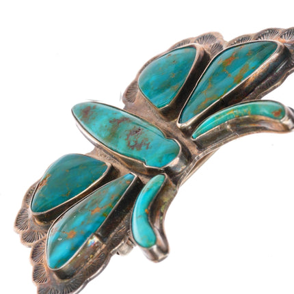 c1940's Navajo sterling silver Blue Gem turquoise moth/butterfly pin-brooch
