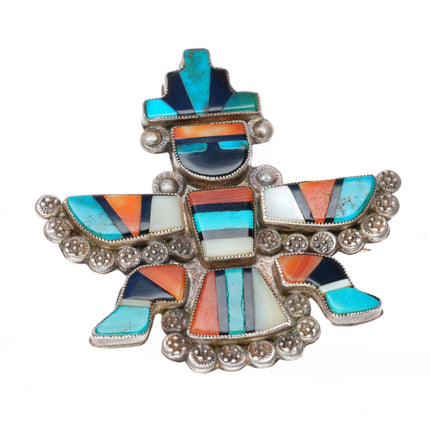 30's-40's Zuni sterling silver knifewing inlay pin/brooch