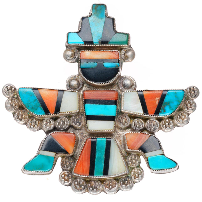 30's-40's Zuni sterling silver knifewing inlay pin/brooch