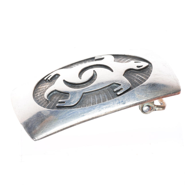 1.5" Bernard Dawahoya Hopi overlay sea turtle belt buckle sterling silver