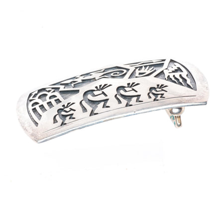1.25" Gene Pooyouma Hopi overlay Kokopelli sterling silver belt buckle