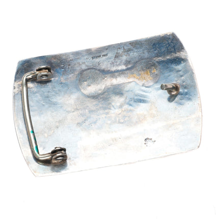 1.25" Gene Pooyouma Hopi overlay Kokopelli sterling silver belt buckle