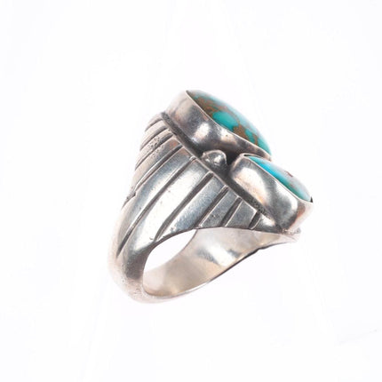 sz10 vintage high grade turquoise sterling silver Navajo men's ring