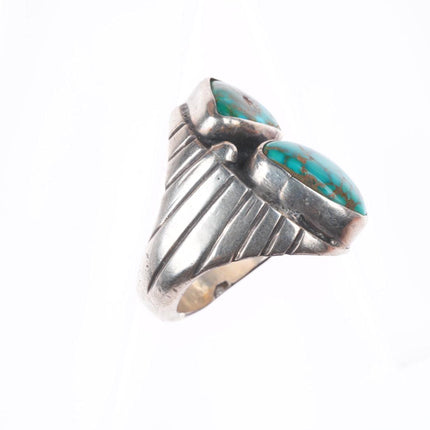 sz10 vintage high grade turquoise sterling silver Navajo men's ring