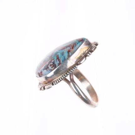 sz8 Jerold Francisco Navajo sterling silver swirled agate size 8 ring