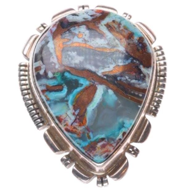 sz8 Jerold Francisco Navajo sterling silver swirled agate size 8 ring